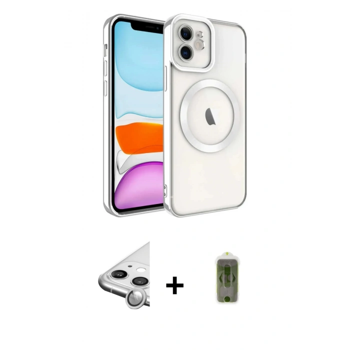 MARSİLYAN™- iPhone 11 Kılıf Nova Işık Özel Seri - Siyah Joko Magic 5D Hayalet Cam + Raze Metal Kamera Lens - GS