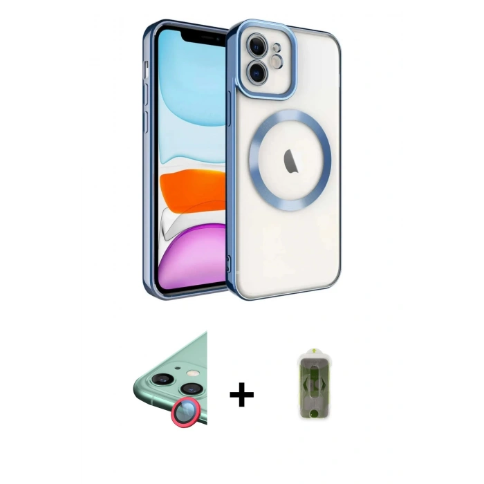 MARSİLYAN™- iPhone 11 Kılıf Nova Işık Özel Seri - Siyah Joko Magic 5D Hayalet Cam + Raze Metal Kamera Lens - KI
