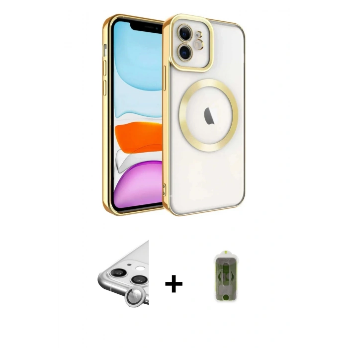 MARSİLYAN™- iPhone 11 Kılıf Nova Işık Özel Seri - Siyah Joko Magic 5D Hayalet Cam + Raze Metal Kamera Lens - GS
