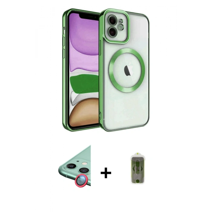 MARSİLYAN™- iPhone 11 Kılıf Nova Işık Özel Seri - Siyah Joko Magic 5D Hayalet Cam + Raze Metal Kamera Lens - KI