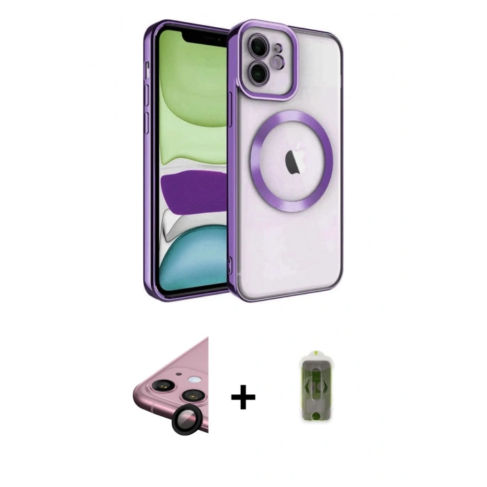 MARSİLYAN™- iPhone 11 Kılıf Nova Işık Özel Seri - Siyah Joko Magic 5D Hayalet Cam + Siyah Raze Metal Kamera Lens