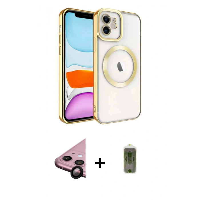 MARSİLYAN™- iPhone 11 Kılıf Nova Işık Özel Seri - Siyah Joko Magic 5D Hayalet Cam + Siyah Raze Metal Kamera Lens