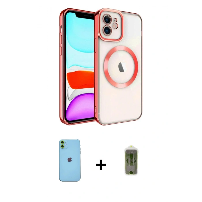 MARSİLYAN™- iPhone 11 Kılıf Nova Işık Özel Seri - Siyah Joko Magic 5D Hayalet Cam + Neon Fosforlu Kamera Lens - YL