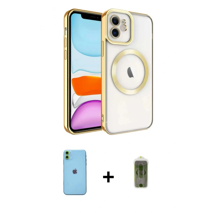 MARSİLYAN™- iPhone 11 Kılıf Nova Işık Özel Seri - Siyah Joko Magic 5D Hayalet Cam + Neon Fosforlu Kamera Lens - YL