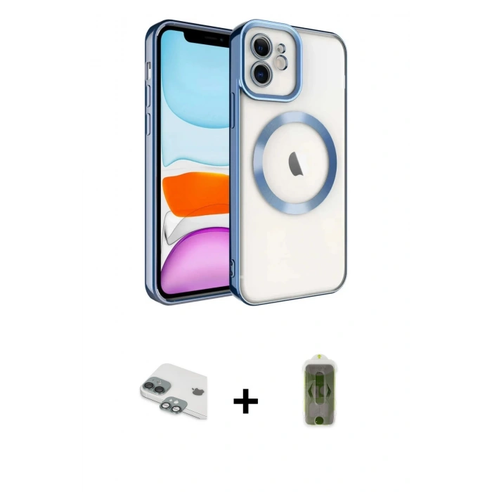 MARSİLYAN™- iPhone 11 Kılıf Nova Işık Özel Seri - Siyah Joko Magic 5D Hayalet Cam + Pers Alüminyum Kamera Lens - YL