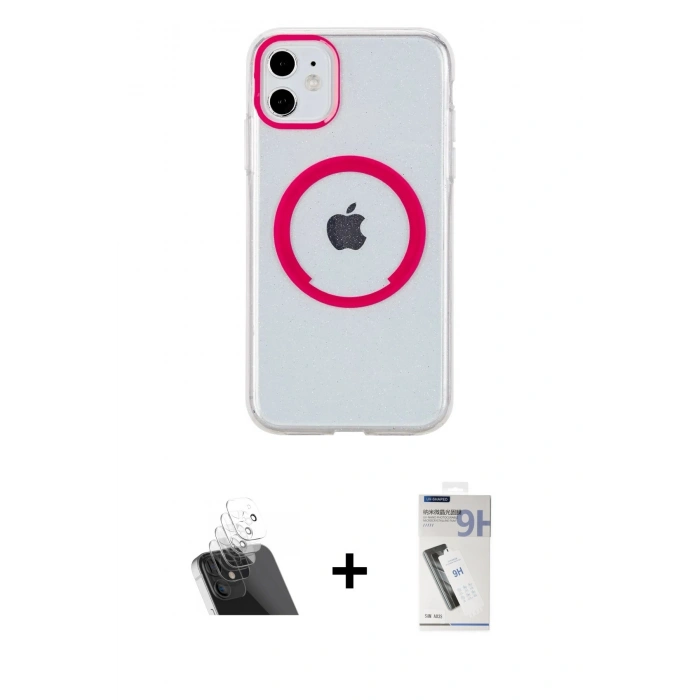 MARSİLYAN™- iPhone 11 Kılıf Pusula Form - Şeffaf Uv Polymer Nano Ekran Koruyucu + Kamera Lens Koruma Cam - SF