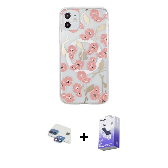 MARSİLYAN™- iPhone 11 Kılıf Pusula Form - Siyah Bilvis 5in1 5D Magic Hayalet Cam Ekran Koruyucu + Pers Alüminyum Kamera Lens - GI