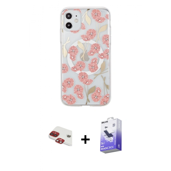 MARSİLYAN™- iPhone 11 Kılıf Pusula Form - Siyah Bilvis 5in1 5D Magic Hayalet Cam Ekran Koruyucu + Pers Alüminyum Kamera Lens - KI