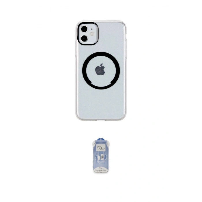 MARSİLYAN™- iPhone 11 Kılıf Pusula Form - Siyah Joko Magic 5D Cam