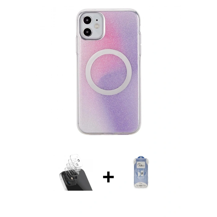 MARSİLYAN™- iPhone 11 Kılıf Pusula Form - Siyah Joko Magic 5D Cam + Kamera Lens Koruma Cam - SF