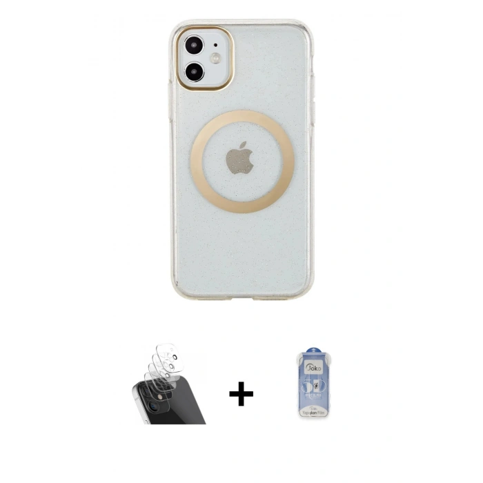MARSİLYAN™- iPhone 11 Kılıf Pusula Form - Siyah Joko Magic 5D Cam + Kamera Lens Koruma Cam - SF