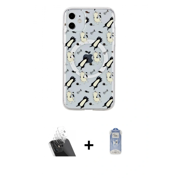 MARSİLYAN™- iPhone 11 Kılıf Pusula Form - Siyah Joko Magic 5D Cam + Kamera Lens Koruma Cam - SF