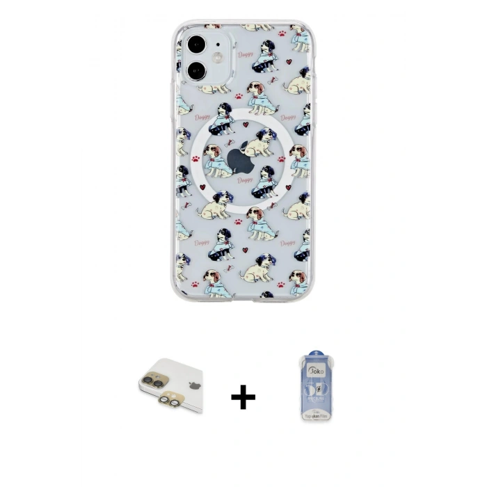MARSİLYAN™- iPhone 11 Kılıf Pusula Form - Siyah Joko Magic 5D Cam + Pers Alüminyum Kamera Lens - GD