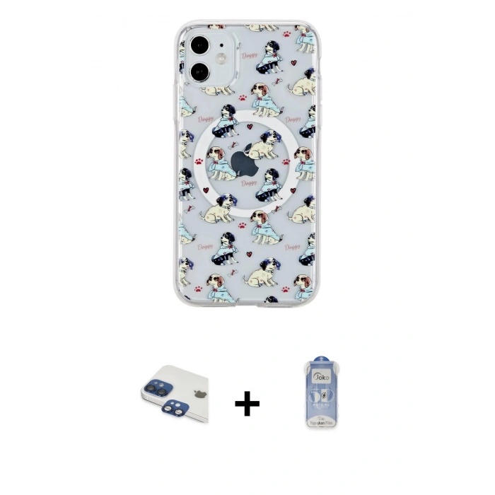 MARSİLYAN™- iPhone 11 Kılıf Pusula Form - Siyah Joko Magic 5D Cam + Pers Alüminyum Kamera Lens - LT