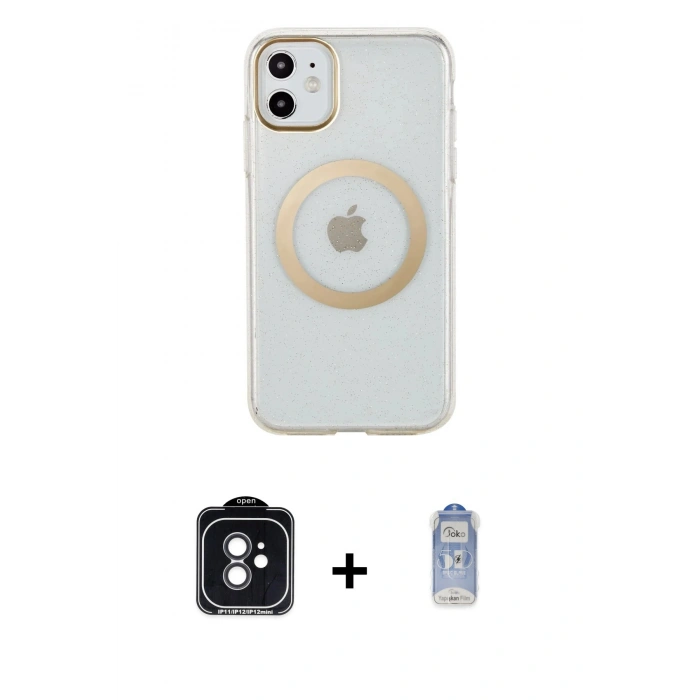 MARSİLYAN™- iPhone 11 Kılıf Pusula Form - Siyah Joko Magic 5D Cam + PVD Metal Kamera Lens - SH