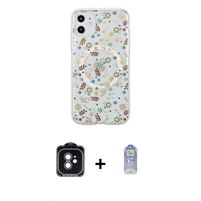 MARSİLYAN™- iPhone 11 Kılıf Pusula Form - Siyah Joko Magic 5D Cam + PVD Metal Kamera Lens - SH
