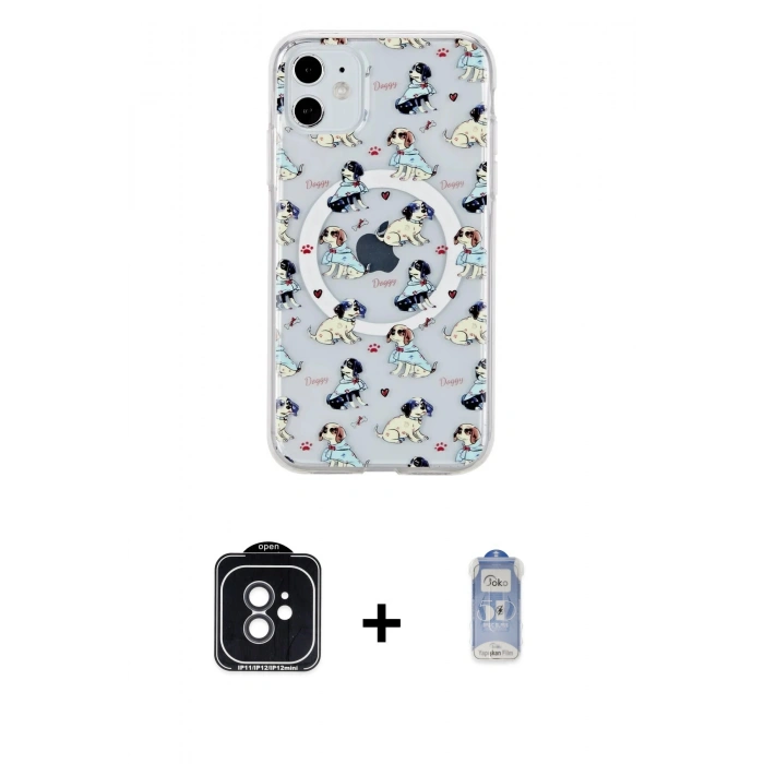 MARSİLYAN™- iPhone 11 Kılıf Pusula Form - Siyah Joko Magic 5D Cam + PVD Metal Kamera Lens - SH
