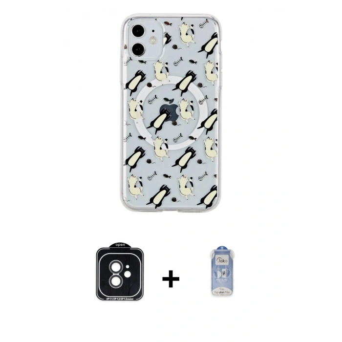 MARSİLYAN™- iPhone 11 Kılıf Pusula Form - Siyah Joko Magic 5D Cam + PVD Metal Kamera Lens - SH