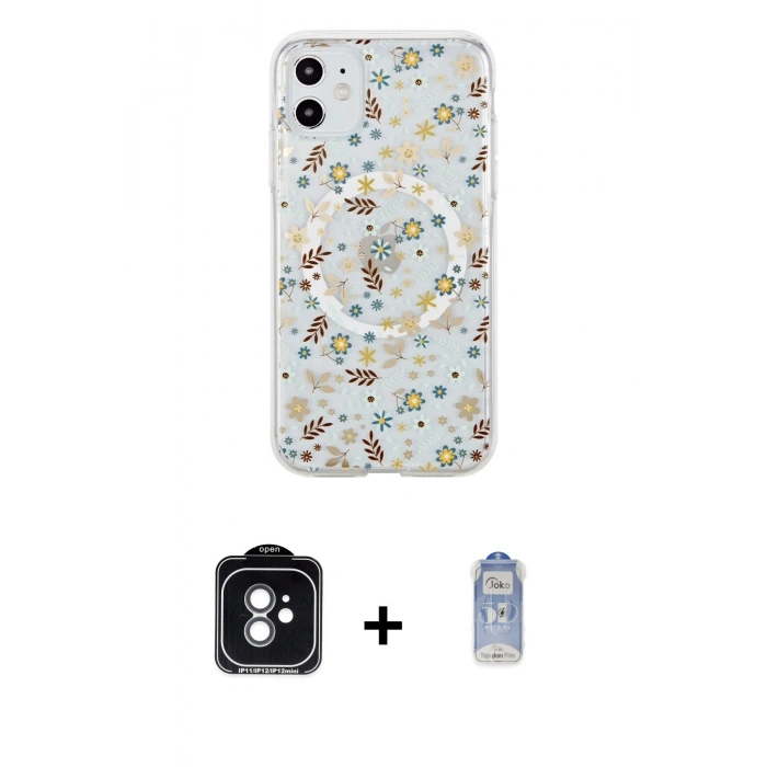 MARSİLYAN™- iPhone 11 Kılıf Pusula Form - Siyah Joko Magic 5D Cam + PVD Metal Kamera Lens - YL