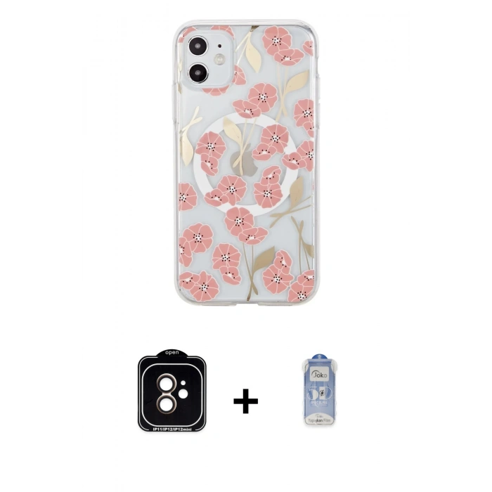 MARSİLYAN™- iPhone 11 Kılıf Pusula Form - Siyah Joko Magic 5D Cam + PVD Metal Kamera Lens - TU