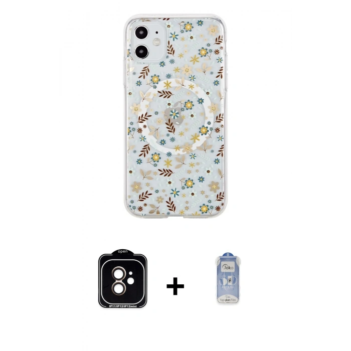 MARSİLYAN™- iPhone 11 Kılıf Pusula Form - Siyah Joko Magic 5D Cam + PVD Metal Kamera Lens - TU
