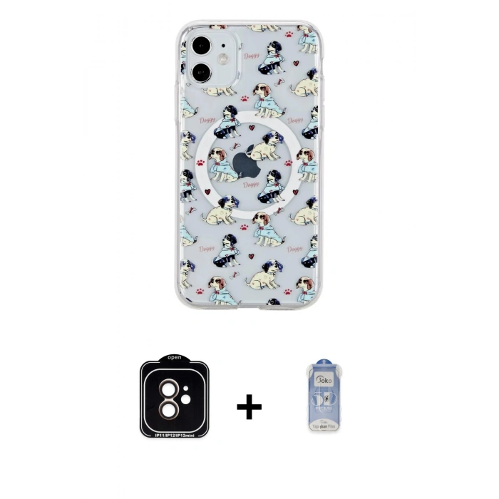 MARSİLYAN™- iPhone 11 Kılıf Pusula Form - Siyah Joko Magic 5D Cam + PVD Metal Kamera Lens - TU