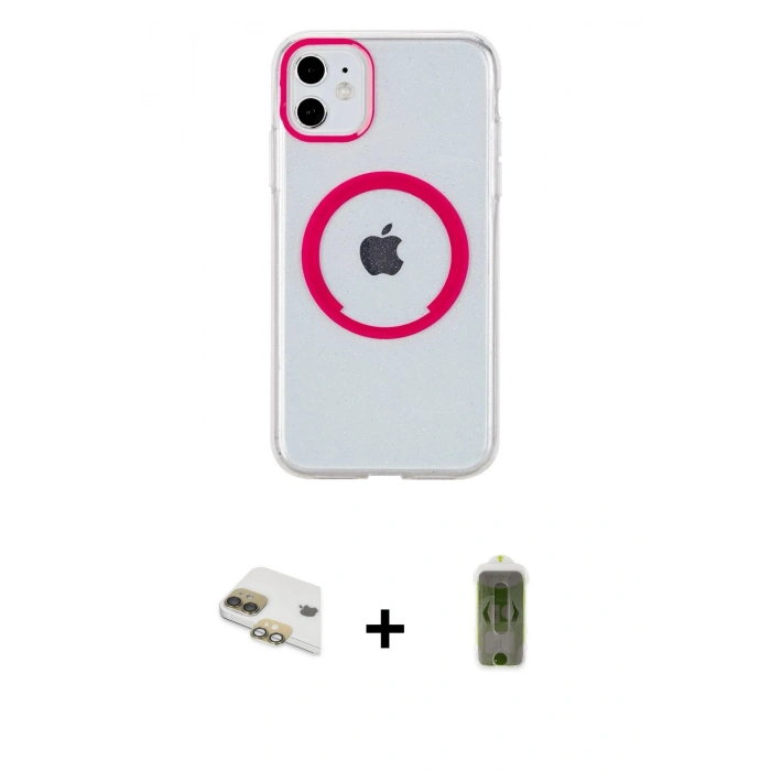 MARSİLYAN™- iPhone 11 Kılıf Pusula Form - Siyah Joko Magic 5D Hayalet Cam + Pers Alüminyum Kamera Lens - GD
