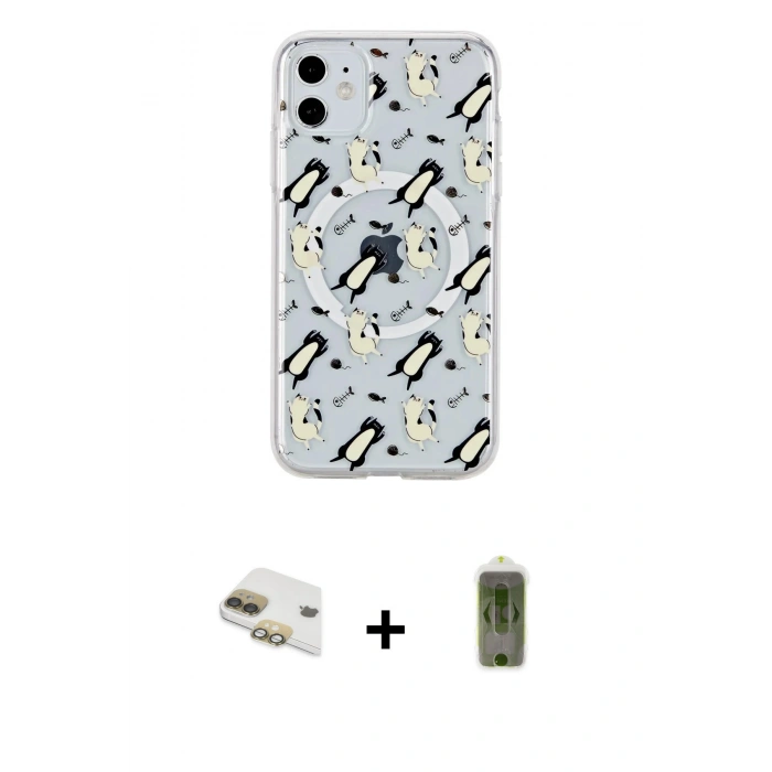 MARSİLYAN™- iPhone 11 Kılıf Pusula Form - Siyah Joko Magic 5D Hayalet Cam + Pers Alüminyum Kamera Lens - GD