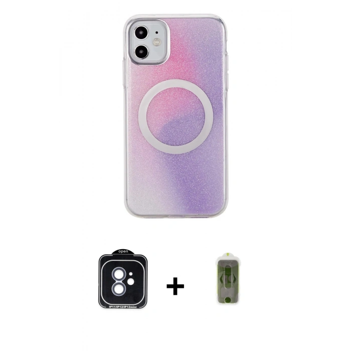 MARSİLYAN™- iPhone 11 Kılıf Pusula Form - Siyah Joko Magic 5D Hayalet Cam + PVD Metal Kamera Lens - MI