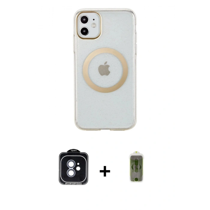 MARSİLYAN™- iPhone 11 Kılıf Pusula Form - Siyah Joko Magic 5D Hayalet Cam + PVD Metal Kamera Lens - MI