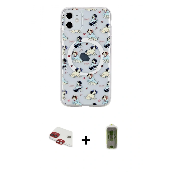 MARSİLYAN™- iPhone 11 Kılıf Pusula Form - Siyah Joko Magic 5D Hayalet Cam + Pers Alüminyum Kamera Lens - KI
