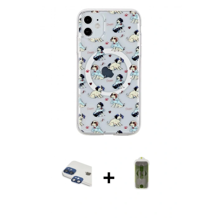 MARSİLYAN™- iPhone 11 Kılıf Pusula Form - Siyah Joko Magic 5D Hayalet Cam + Pers Alüminyum Kamera Lens - LT
