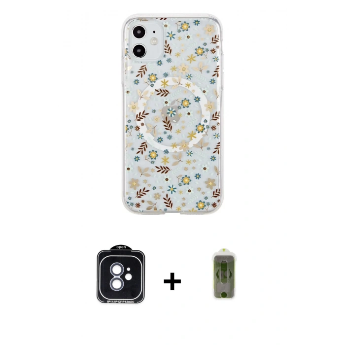 MARSİLYAN™- iPhone 11 Kılıf Pusula Form - Siyah Joko Magic 5D Hayalet Cam + PVD Metal Kamera Lens - MI