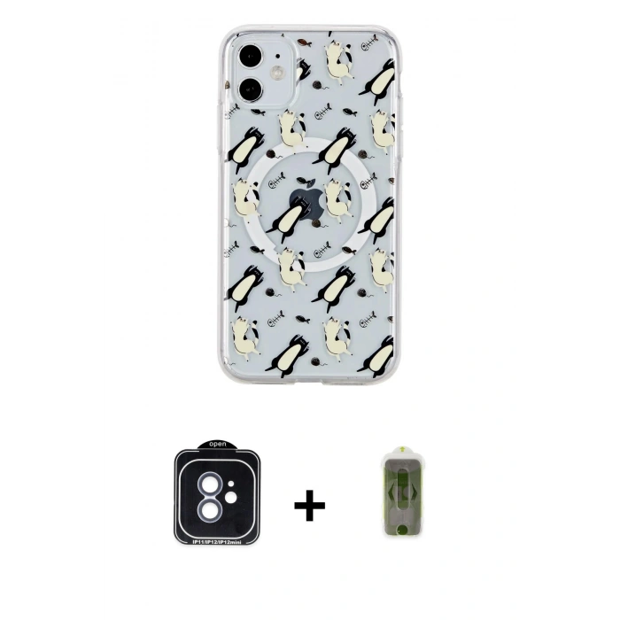 MARSİLYAN™- iPhone 11 Kılıf Pusula Form - Siyah Joko Magic 5D Hayalet Cam + PVD Metal Kamera Lens - MI