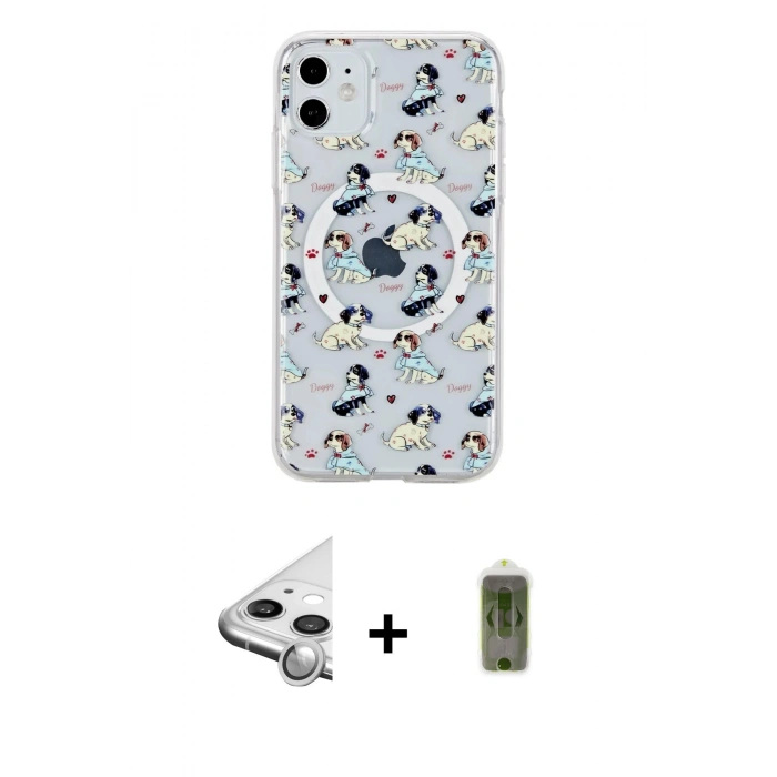 MARSİLYAN™- iPhone 11 Kılıf Pusula Form - Siyah Joko Magic 5D Hayalet Cam + Raze Metal Kamera Lens - GS