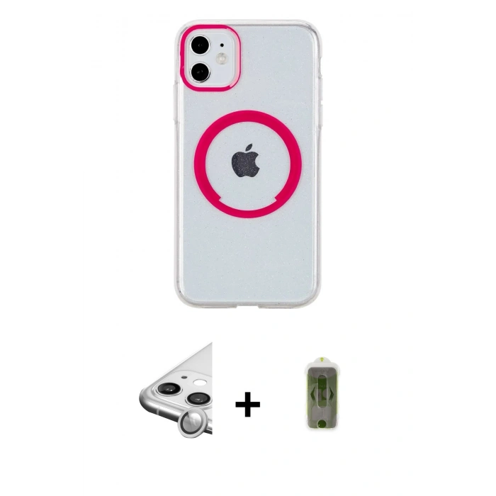 MARSİLYAN™- iPhone 11 Kılıf Pusula Form - Siyah Joko Magic 5D Hayalet Cam + Raze Metal Kamera Lens - GS