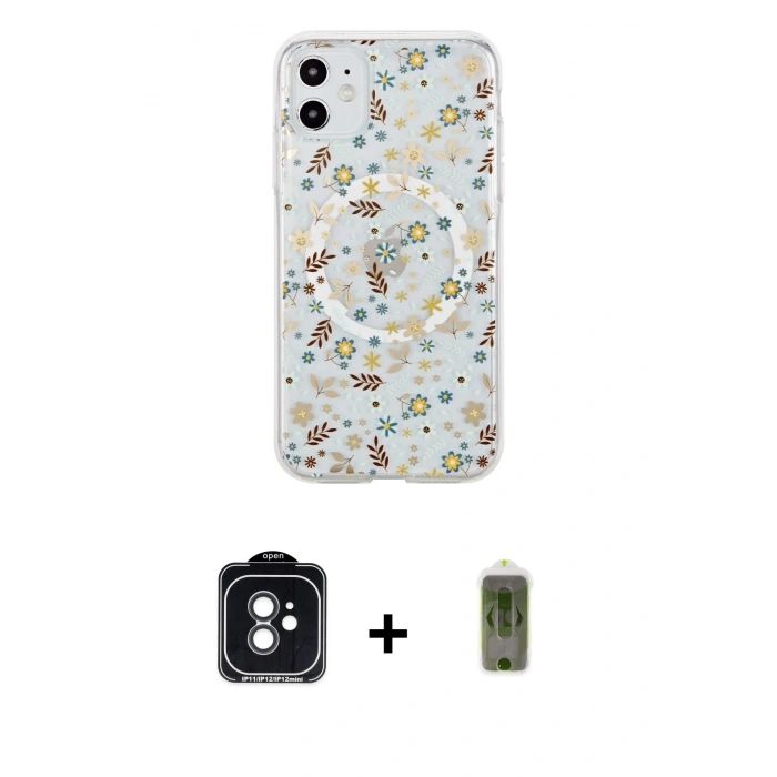 MARSİLYAN™- iPhone 11 Kılıf Pusula Form - Siyah Joko Magic 5D Hayalet Cam + PVD Metal Kamera Lens - SH