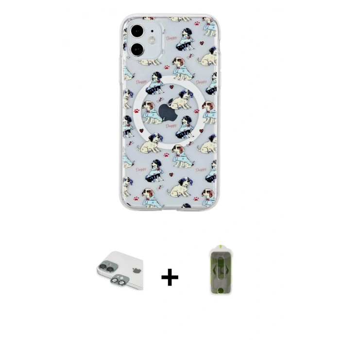 MARSİLYAN™- iPhone 11 Kılıf Pusula Form - Siyah Joko Magic 5D Hayalet Cam + Yeşil Pers Alüminyum Kamera Lens