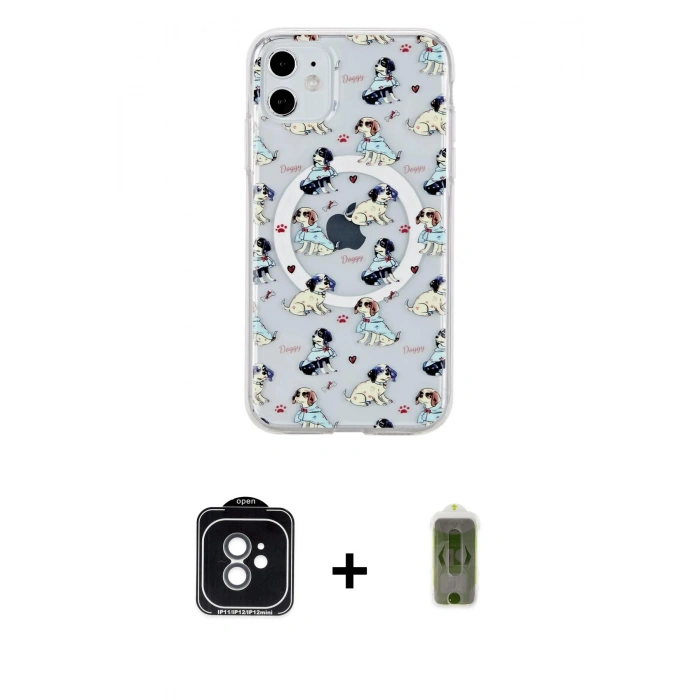 MARSİLYAN™- iPhone 11 Kılıf Pusula Form - Siyah Joko Magic 5D Hayalet Cam + Yeşil PVD Metal Kamera Lens
