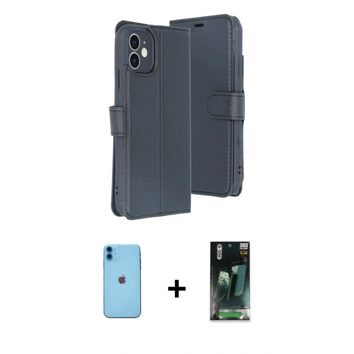 MARSİLYAN™- iPhone 11 Kılıf Siluet Işık Serisi - Şeffaf 360 Full Body Arka Koruyucu + Neon Fosforlu Kamera Lens - MI