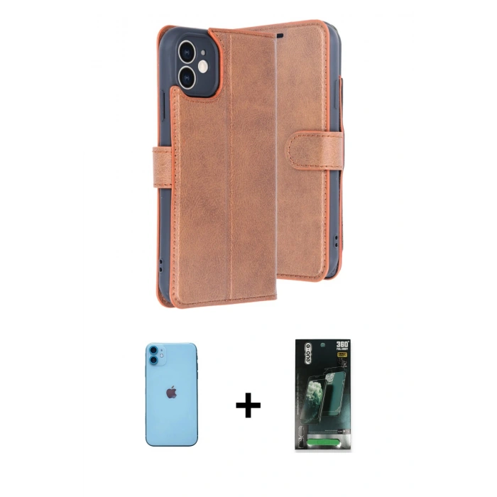 MARSİLYAN™- iPhone 11 Kılıf Siluet Işık Serisi - Şeffaf 360 Full Body Arka Koruyucu + Neon Fosforlu Kamera Lens - MI
