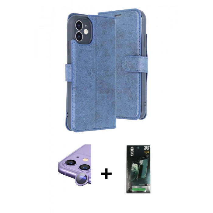 MARSİLYAN™- iPhone 11 Kılıf Siluet Işık Serisi - Şeffaf 360 Full Body Arka Koruyucu + Raze Metal Kamera Lens - MR