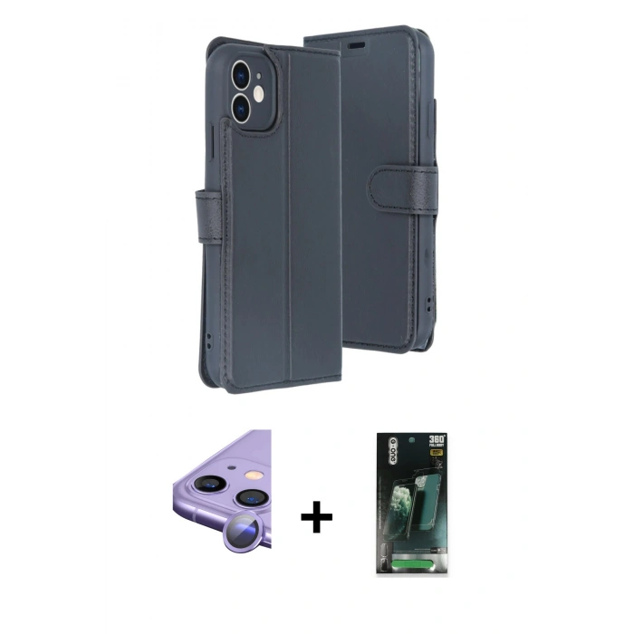 MARSİLYAN™- iPhone 11 Kılıf Siluet Işık Serisi - Şeffaf 360 Full Body Arka Koruyucu + Raze Metal Kamera Lens - MR