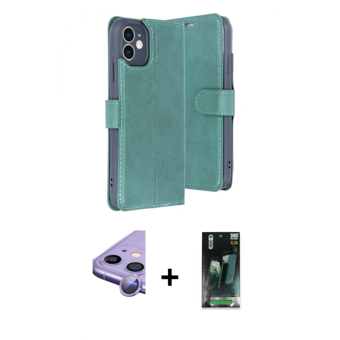 MARSİLYAN™- iPhone 11 Kılıf Siluet Işık Serisi - Şeffaf 360 Full Body Arka Koruyucu + Raze Metal Kamera Lens - MR