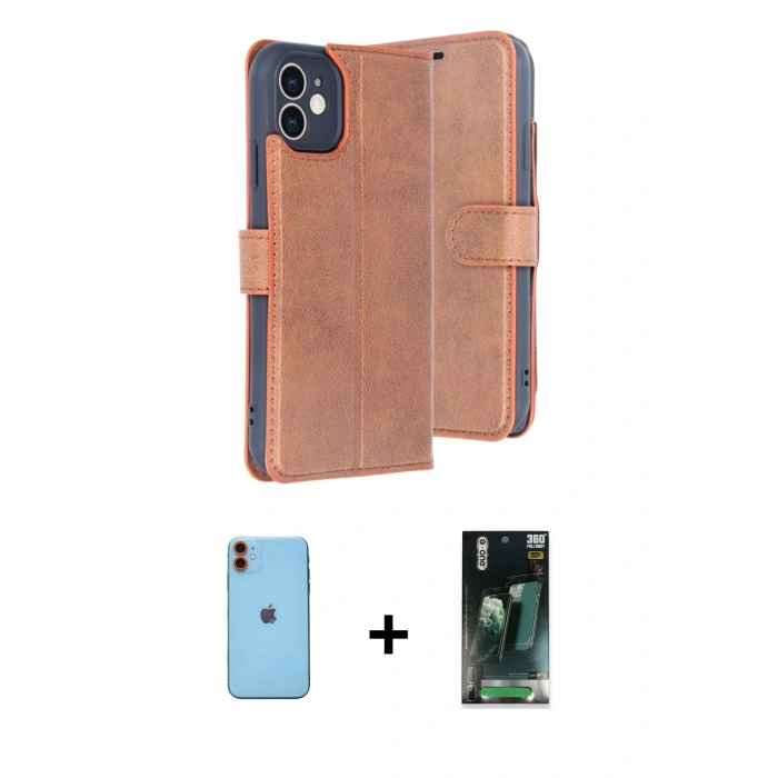 MARSİLYAN™- iPhone 11 Kılıf Siluet Işık Serisi - Şeffaf 360 Full Body Arka Koruyucu + Neon Fosforlu Kamera Lens - TU