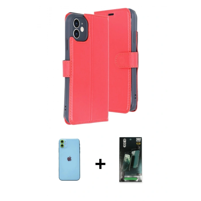 MARSİLYAN™- iPhone 11 Kılıf Siluet Işık Serisi - Şeffaf 360 Full Body Arka Koruyucu + Neon Fosforlu Kamera Lens - YL