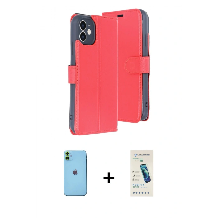 MARSİLYAN™- iPhone 11 Kılıf Siluet Işık Serisi - Şeffaf Pasifik Cam Ekran Koruyucu + Neon Fosforlu Kamera Lens - YL