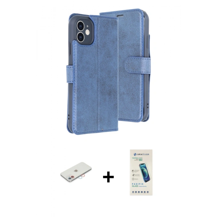 MARSİLYAN™- iPhone 11 Kılıf Siluet Işık Serisi - Şeffaf Pasifik Cam Ekran Koruyucu + Renkli Kamera Lens Koruma Cam - PE