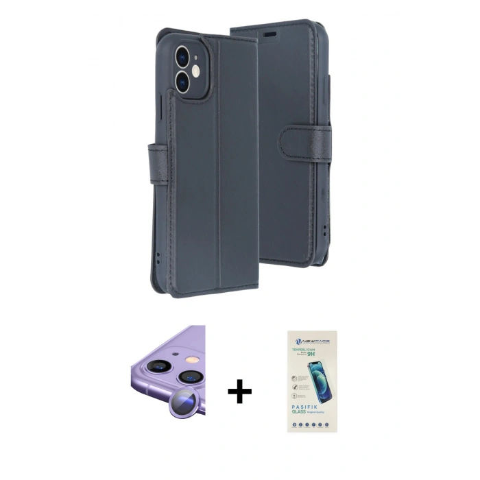 MARSİLYAN™- iPhone 11 Kılıf Siluet Işık Serisi - Şeffaf Pasifik Cam Ekran Koruyucu + Raze Metal Kamera Lens - MR