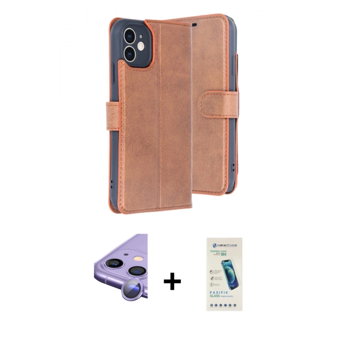 MARSİLYAN™- iPhone 11 Kılıf Siluet Işık Serisi - Şeffaf Pasifik Cam Ekran Koruyucu + Raze Metal Kamera Lens - MR